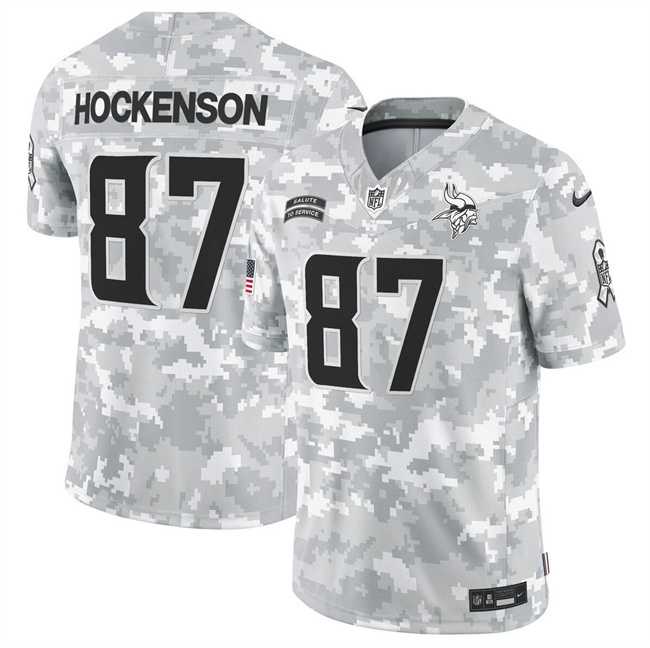 Mens Minnesota Vikings #87 T.J. Hockenson 2024 F.U.S.E Arctic Camo Salute To Service Limited Stitched Jersey Dyin->minnesota vikings->NFL Jersey